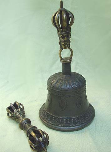17th c bell-7.5inches dorje-5.5inches